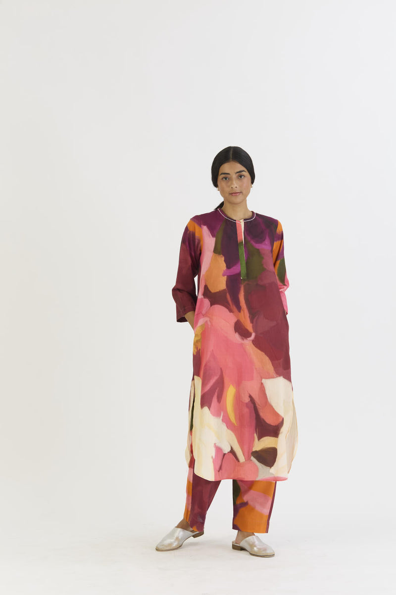 CHERRY LONG KURTA SET cotton by Yam in multi color for women Worldwide