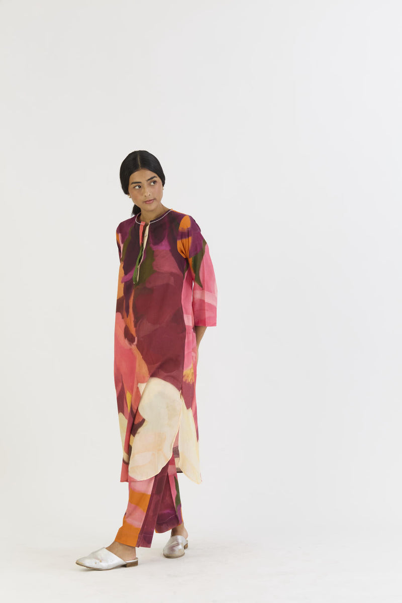 CHERRY LONG KURTA SET cotton by Yam in multi color for women Worldwide