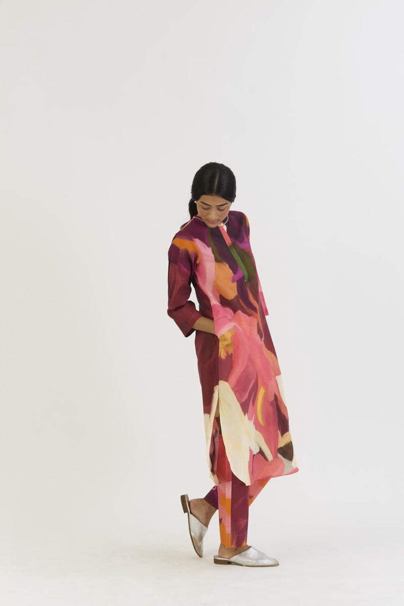 CHERRY LONG KURTA SET cotton by Yam in multi color for women Worldwide