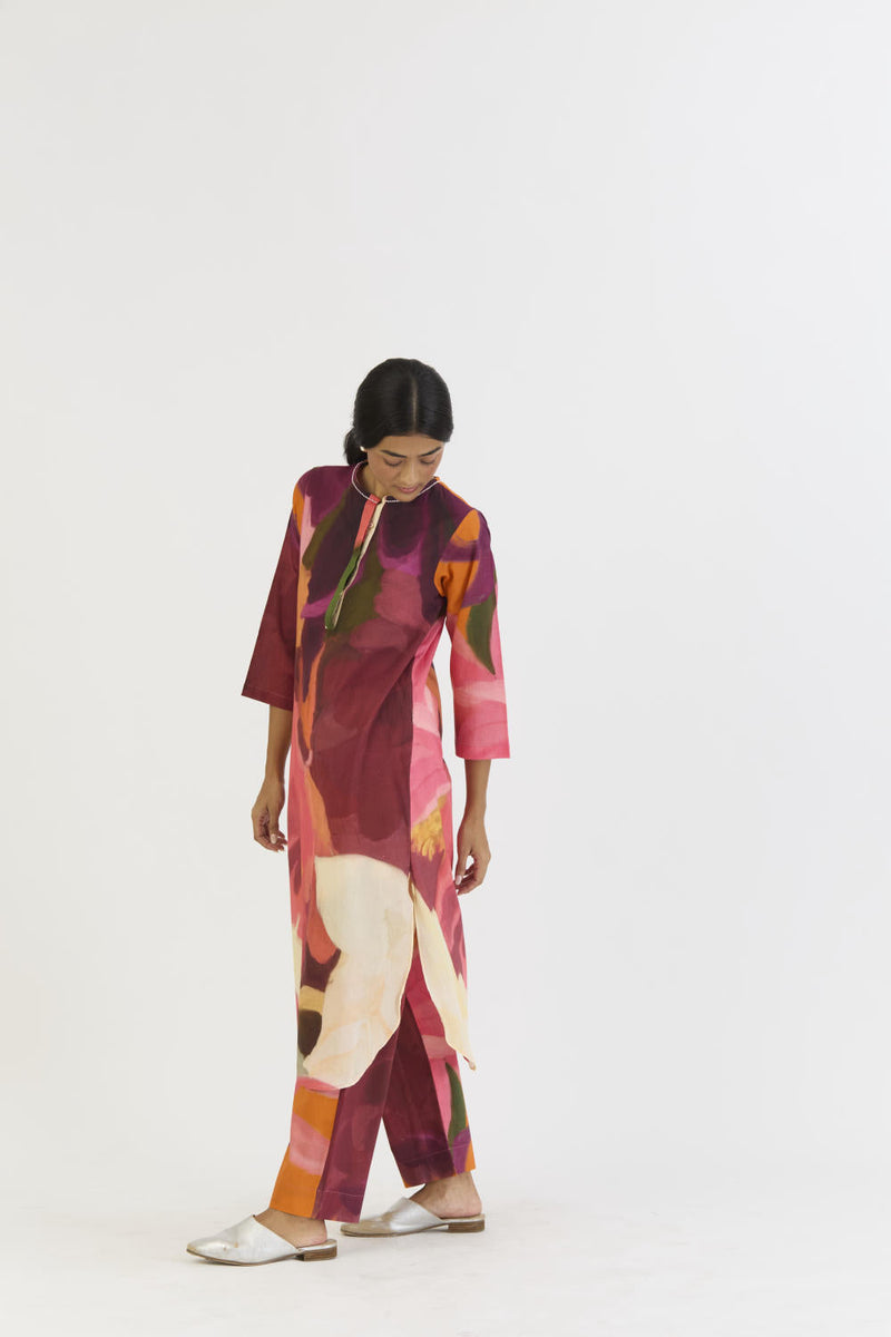 CHERRY LONG KURTA SET cotton by Yam in multi color for women Worldwide