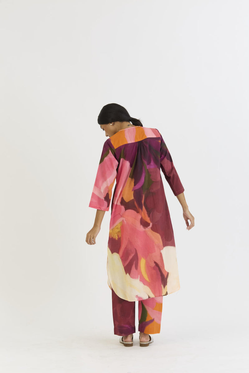CHERRY LONG KURTA SET cotton by Yam in multi color for women Worldwide