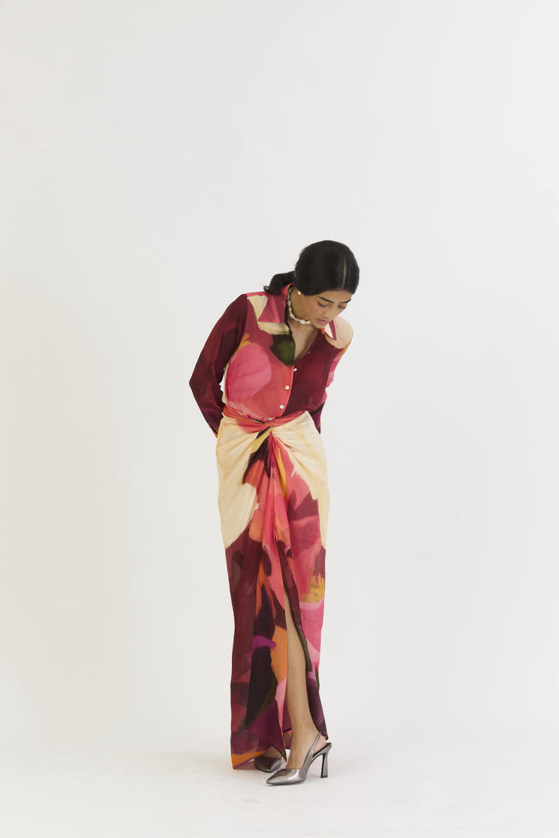 CHERRY SHIRT AND SKIRT SET mul by Yam in multi color for women Worldwide