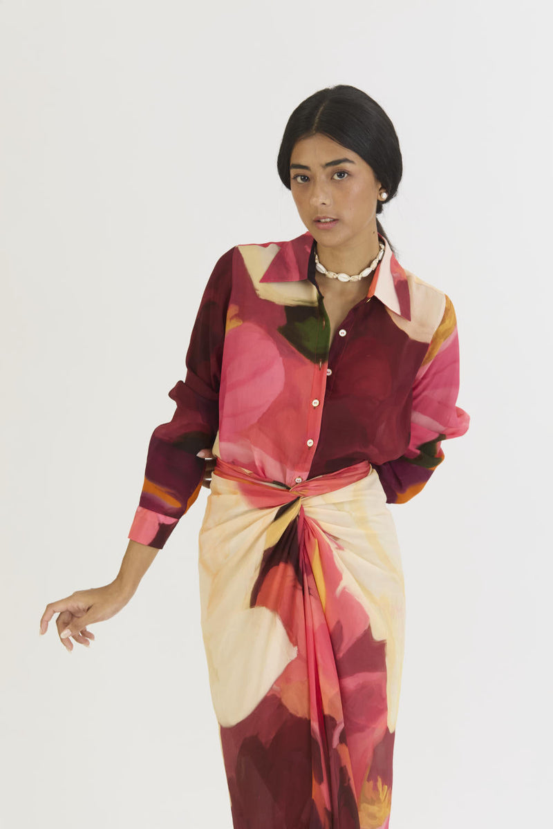 CHERRY SHIRT AND SKIRT SET mul by Yam in multi color for women Worldwide