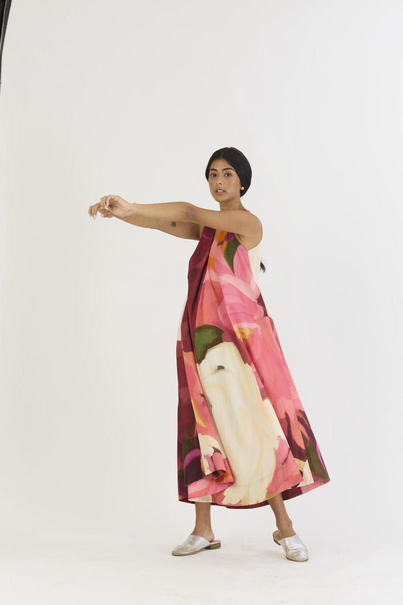 CHERRY V NECKLINE DRESS satin by Yam in multi color for women Worldwide