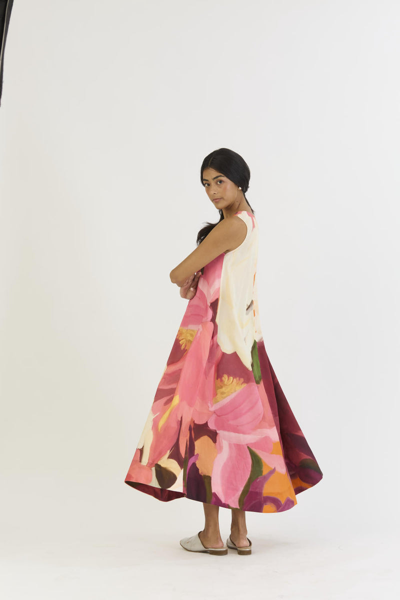 CHERRY V NECKLINE DRESS satin by Yam in multi color for women Worldwide