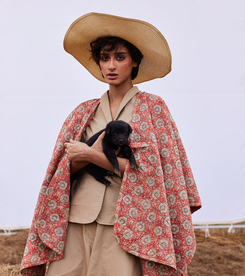Cider cape cotton by Khara Kapas in red for women Worldwide