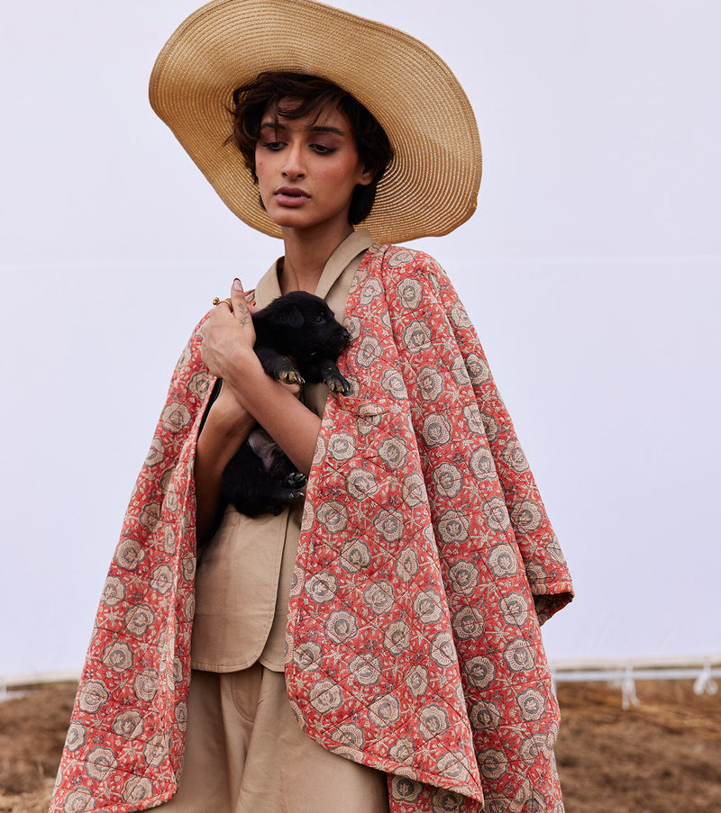Cider cape cotton by Khara Kapas in red for women Worldwide