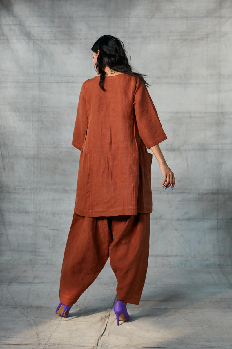 Cinnamon Linen Kurta Set linen Kurta Sets by Saphed for women Worldwide
