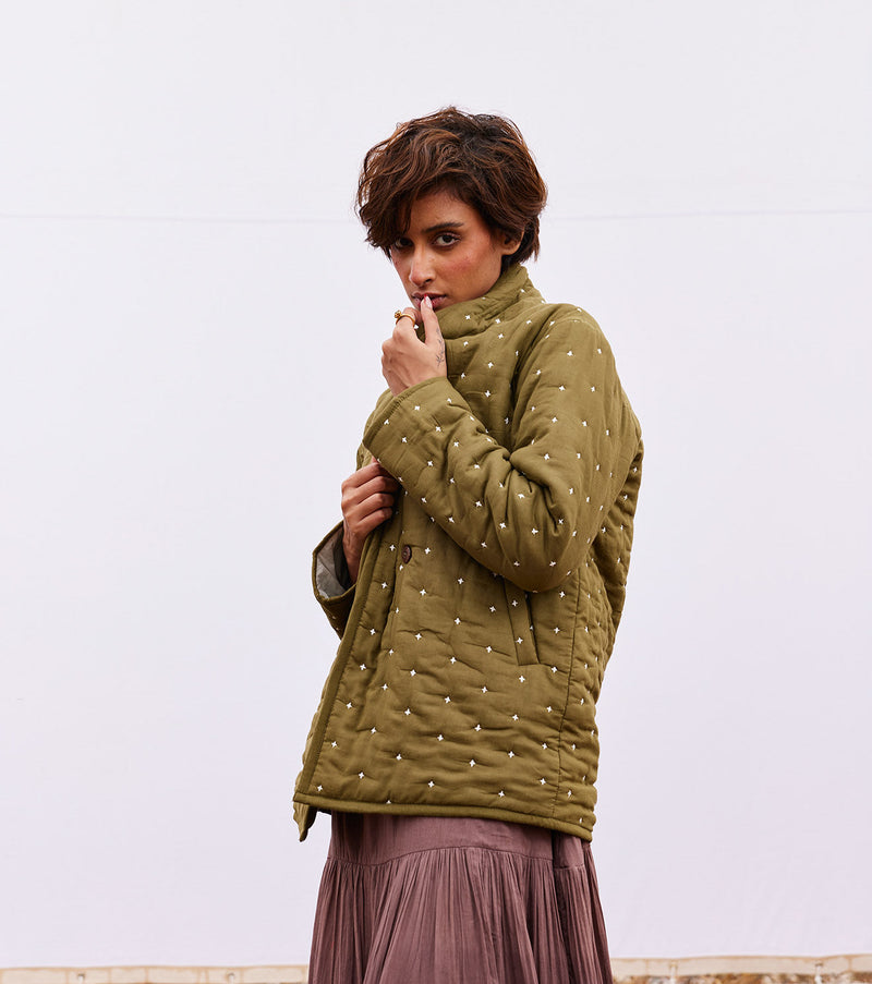 Clove jacket cotton by Khara Kapas in green for women Worldwide