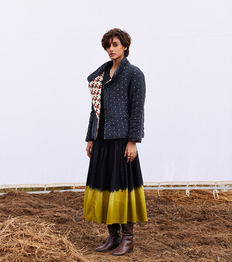 Coal jacket cotton by Khara Kapas in black for women Worldwide