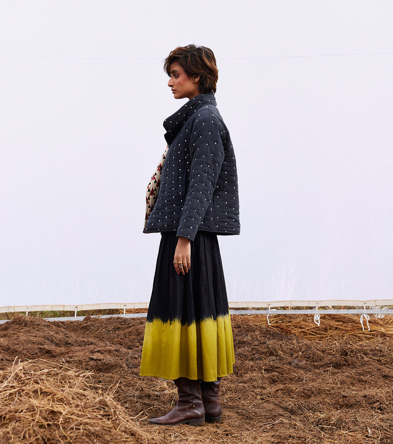 Coal jacket cotton by Khara Kapas in black for women Worldwide