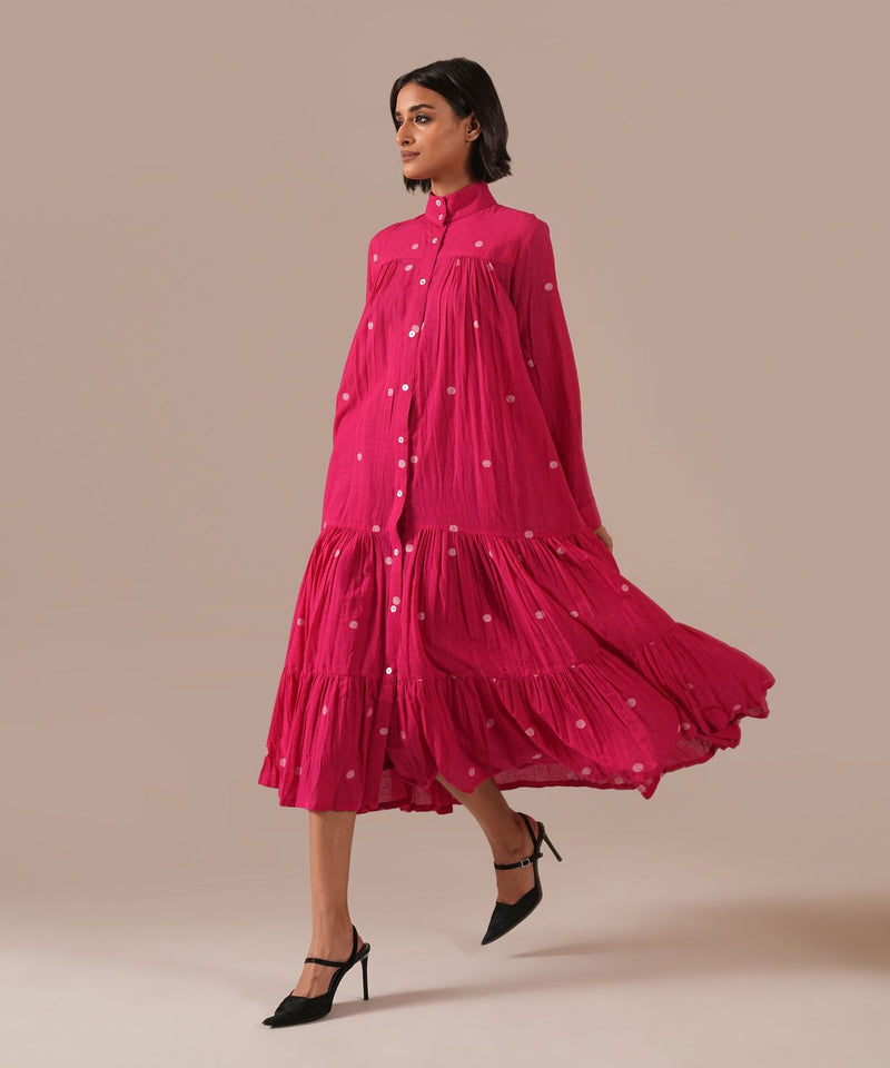 CORAL MIRAGE DRESS 100% cotton by Indigo Dreams in red color for women Worldwide