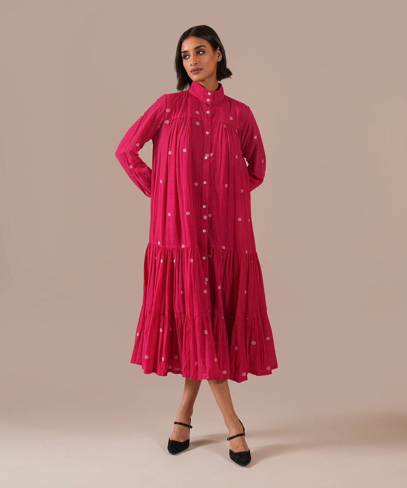 CORAL MIRAGE DRESS 100% cotton by Indigo Dreams in red color for women Worldwide