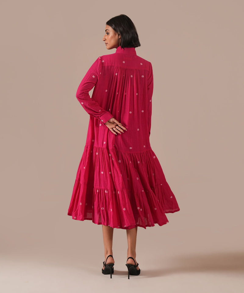 CORAL MIRAGE DRESS 100% cotton by Indigo Dreams in red color for women Worldwide
