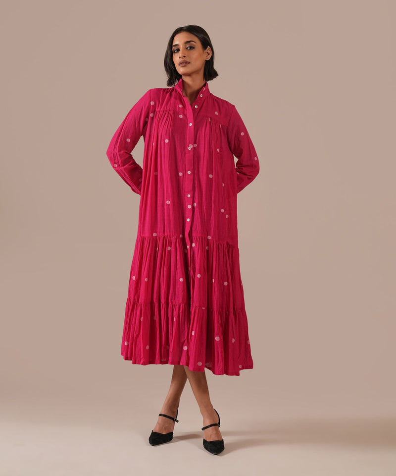 CORAL MIRAGE DRESS 100% cotton by Indigo Dreams in red color for women Worldwide