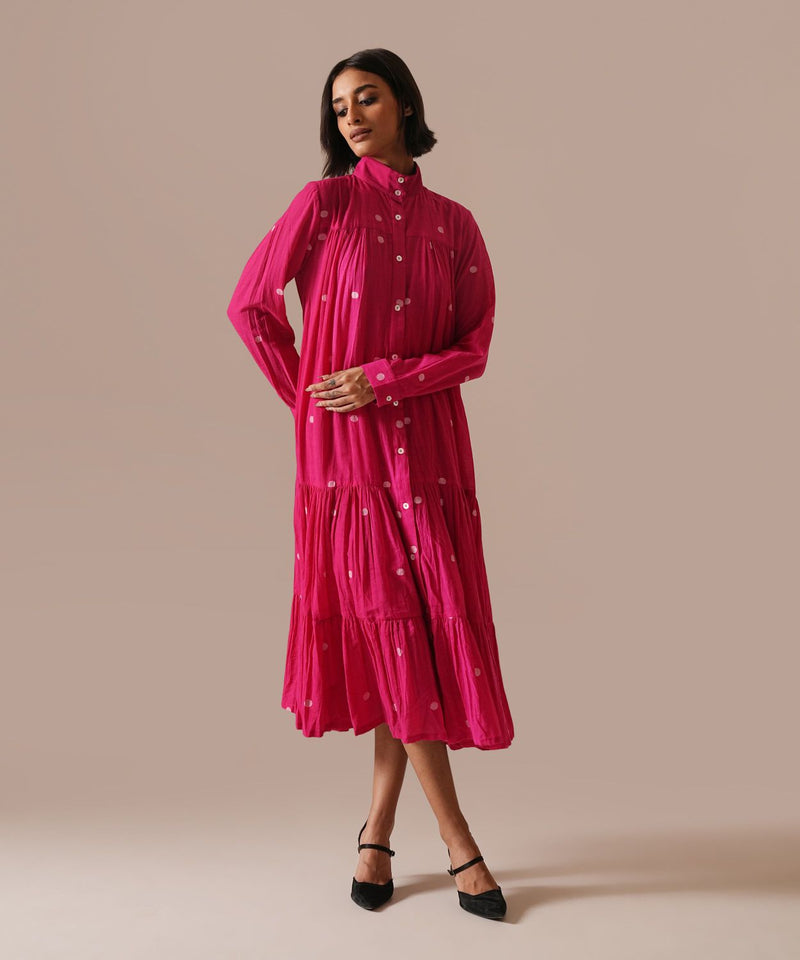 CORAL MIRAGE DRESS 100% cotton by Indigo Dreams in red color for women Worldwide