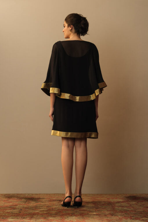 Cowl Neck Toga Dress Black Indo-Western Wear,Dress by Mallika Mathur in black color for women Worldwide