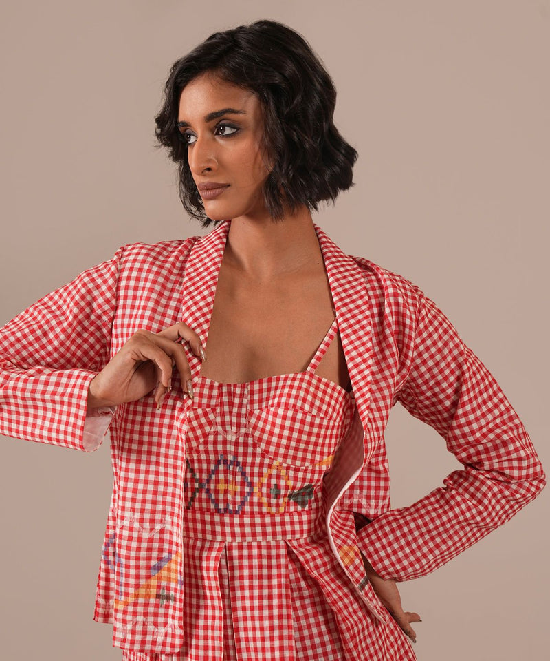 CRIMSON TALE SET 100% cotton by Indigo Dreams in red color for women Worldwide