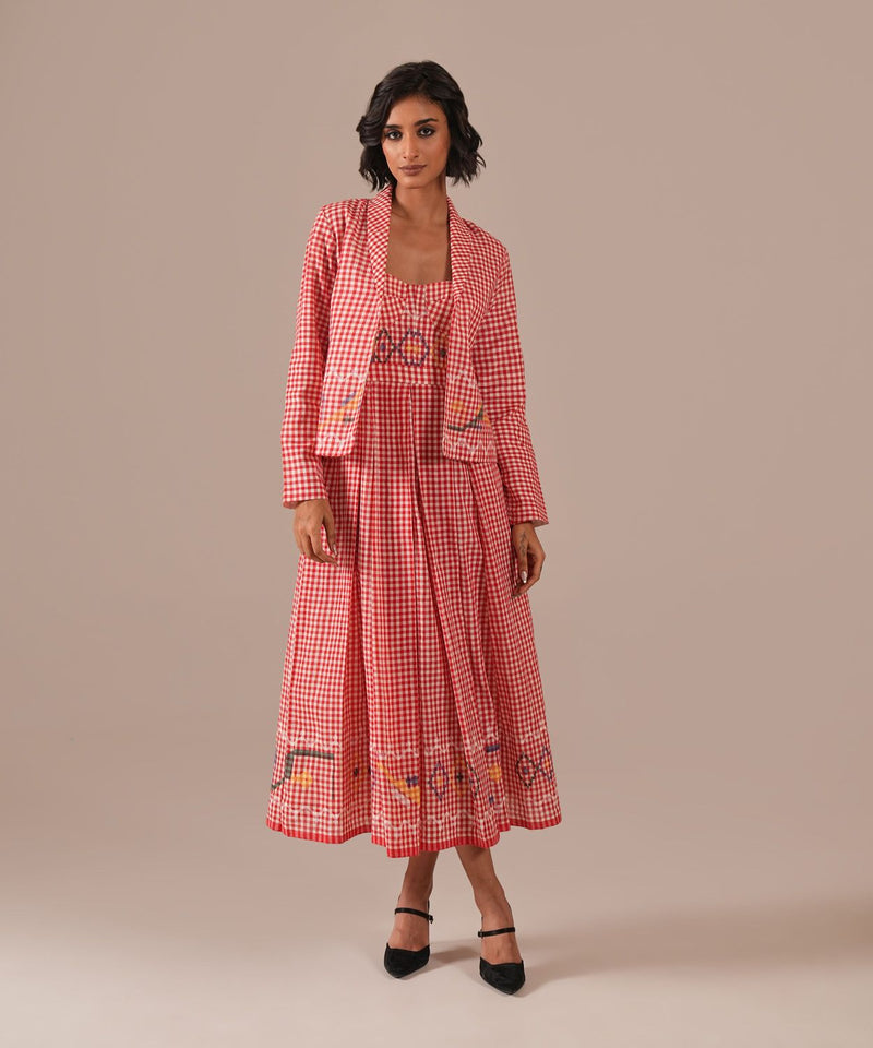 CRIMSON TALE SET 100% cotton by Indigo Dreams in red color for women Worldwide