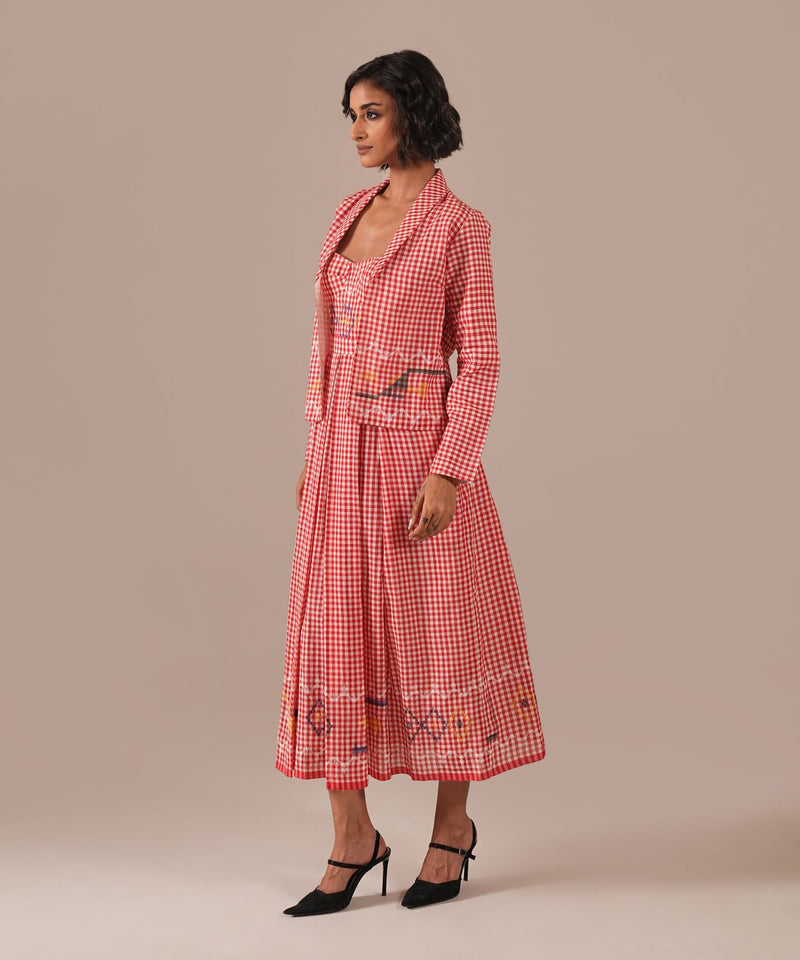CRIMSON TALE SET 100% cotton by Indigo Dreams in red color for women Worldwide