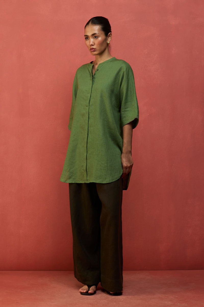 Hoshi Linen Co-ord Set - Fern Green by Manan for Worldwide