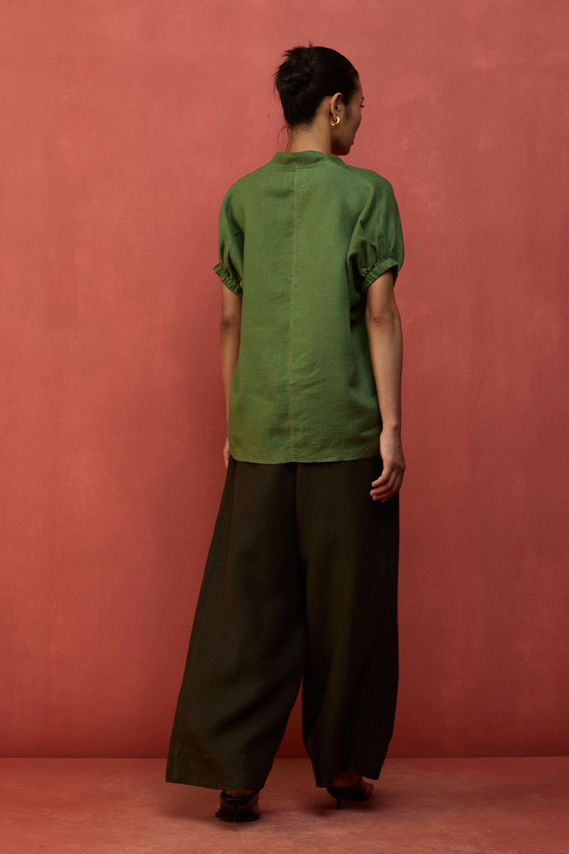 Hoshi Linen Co-ord Set - Fern Green by Manan for Worldwide