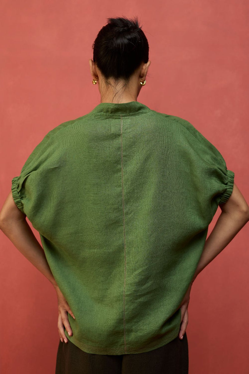 Hoshi Linen Co-ord Set - Fern Green by Manan for Worldwide