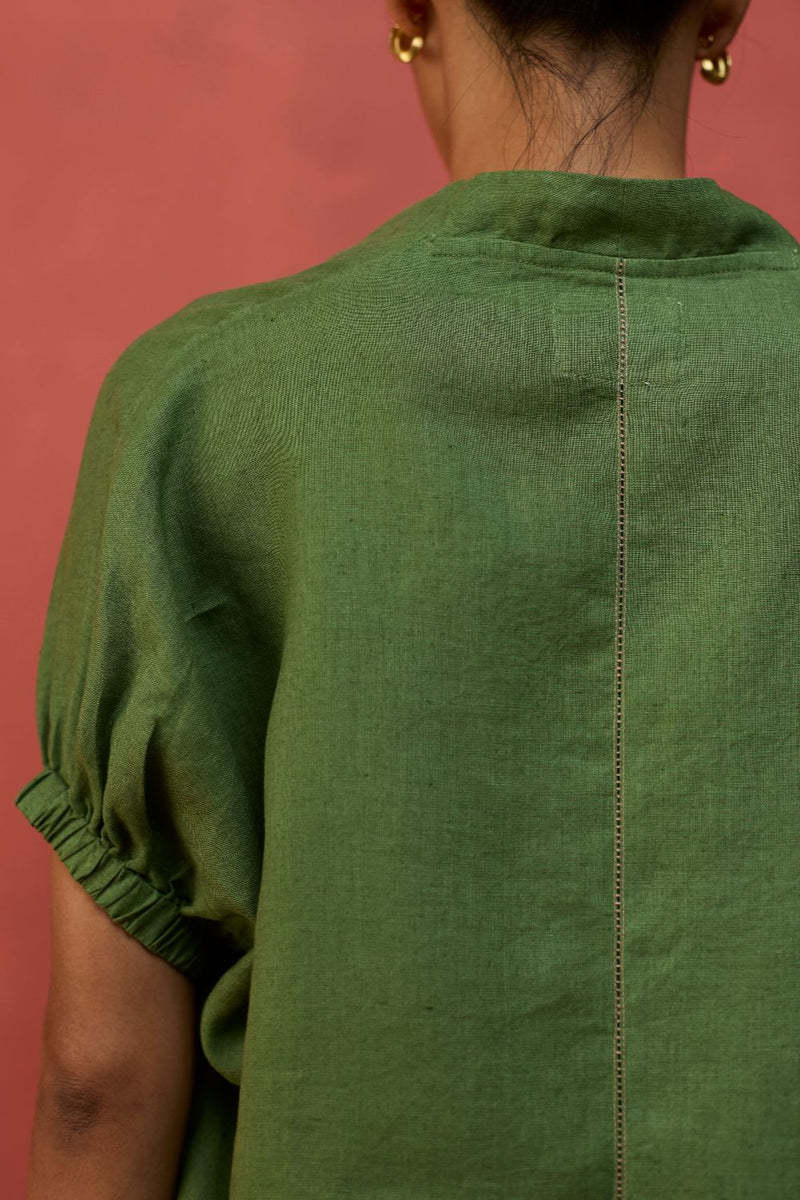 Hoshi Linen Co-ord Set - Fern Green by Manan for Worldwide