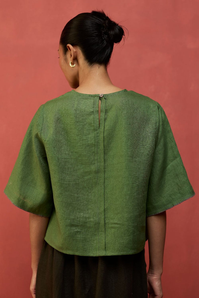 Mariko Cropped Linen Co-ord Set - Fern Green by Manan for Worldwide