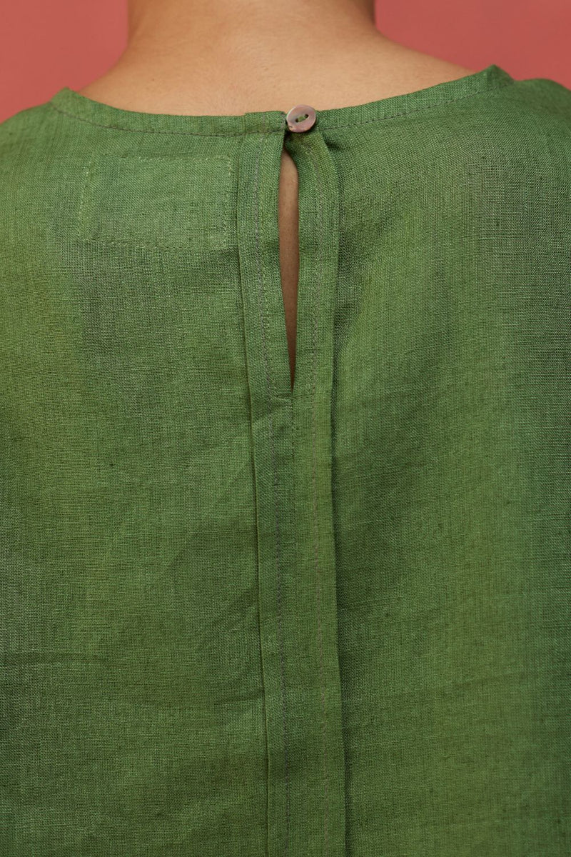 Mariko Cropped Linen Co-ord Set - Fern Green by Manan for Worldwide