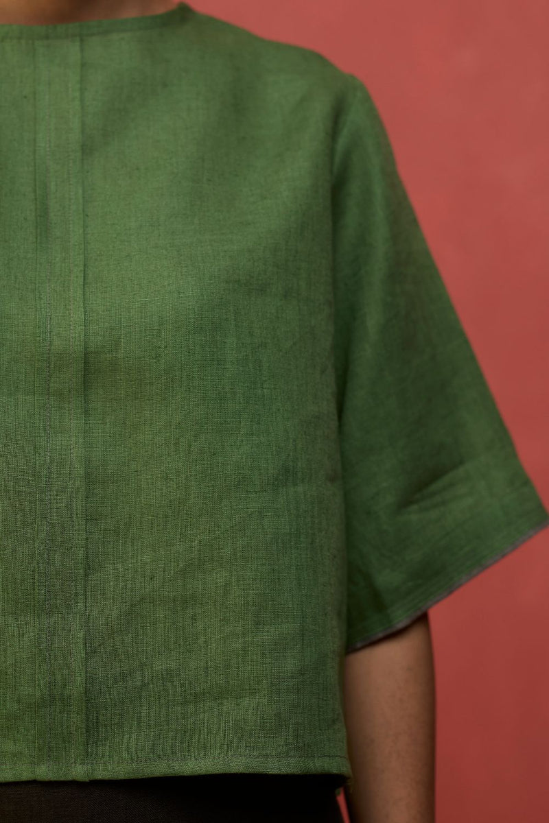 Mariko Cropped Linen Co-ord Set - Fern Green by Manan for Worldwide