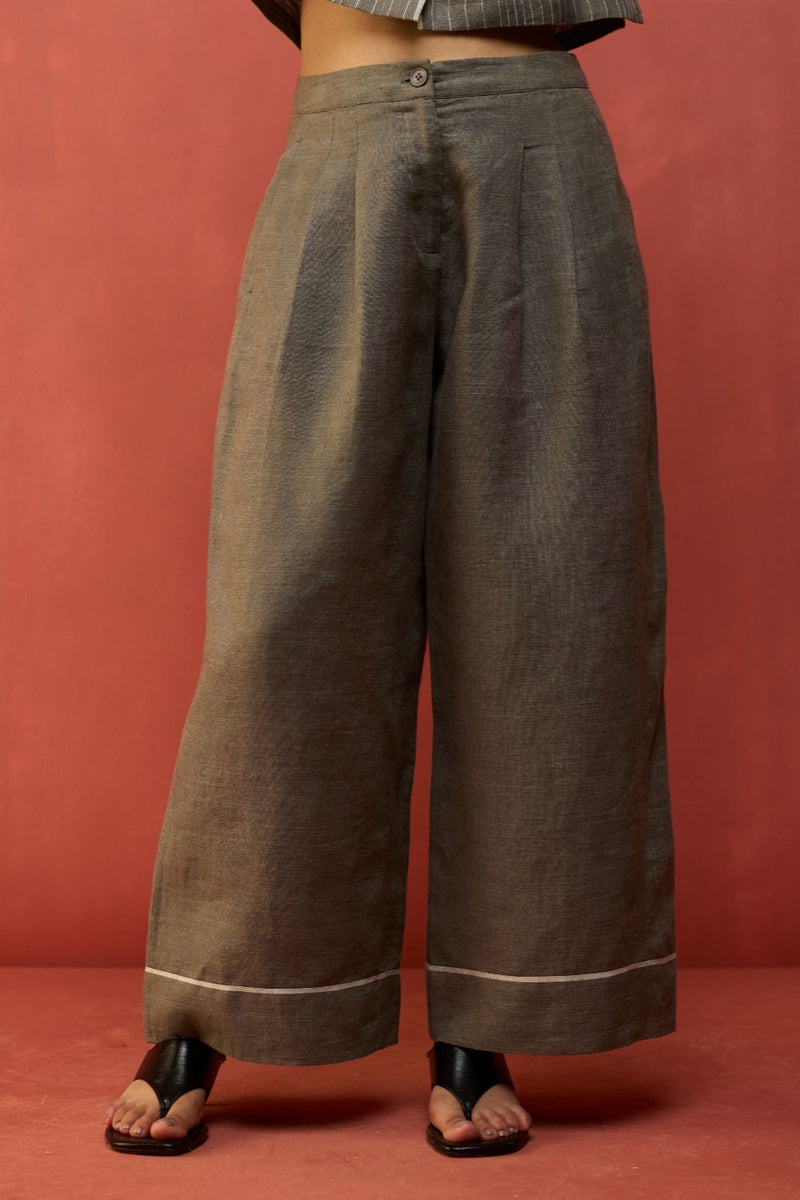 Shiro Stripe Linen Co-ord Set - Grey by Manan for Worldwide