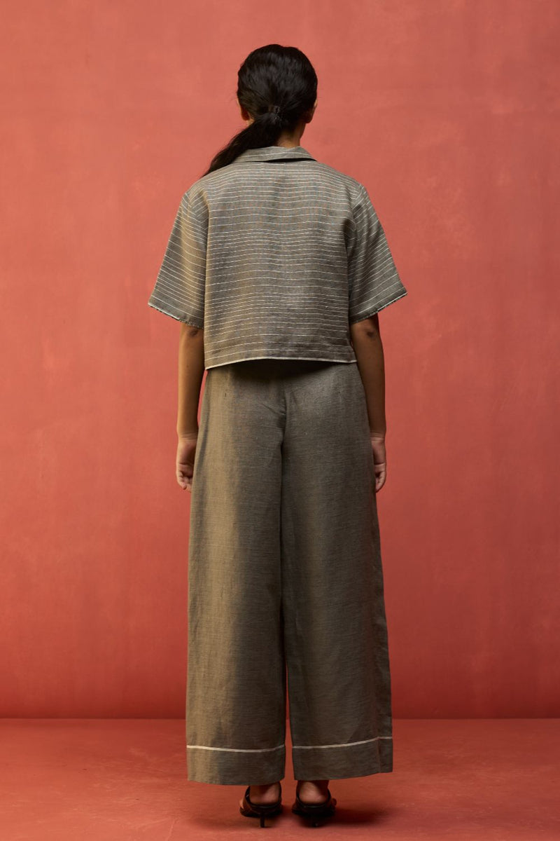 Shiro Stripe Linen Top - Grey by Manan for Worldwide