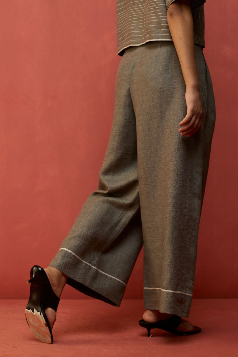 Shiro Stripe Linen Co-ord Set - Grey by Manan for Worldwide