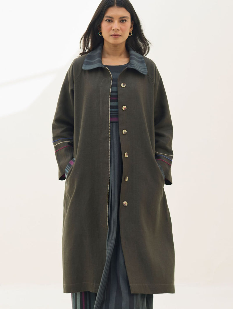 Fiona Merino Wool Co-ord Set - Charcoal by Manan in charcoal color for women Worldwide
