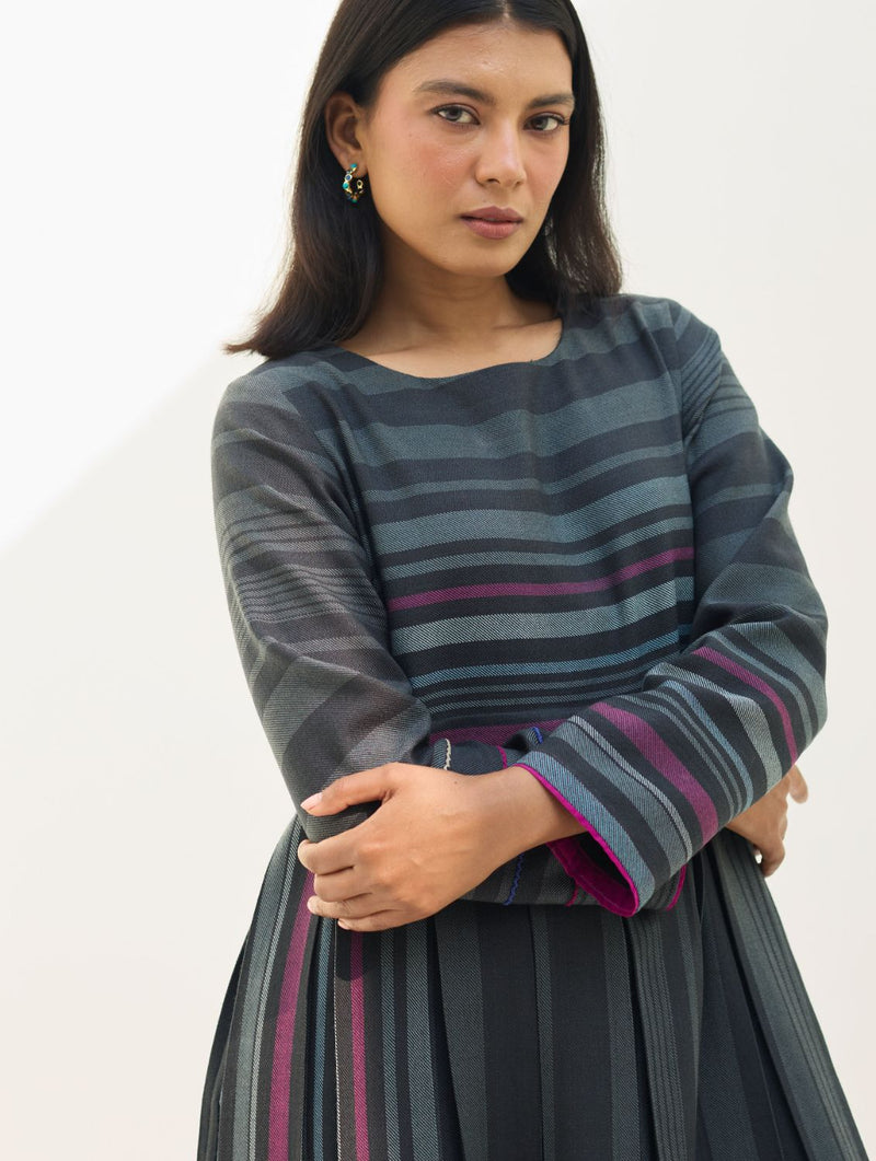 Fiona Merino Wool Co-ord Set - Charcoal by Manan in charcoal color for women Worldwide