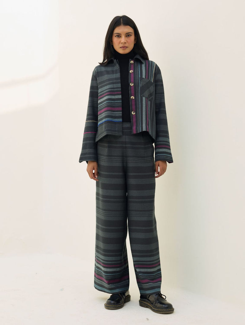 Noelle Merino Wool Co-ord Set - Charcoal by Manan in charcoal color for women Worldwide