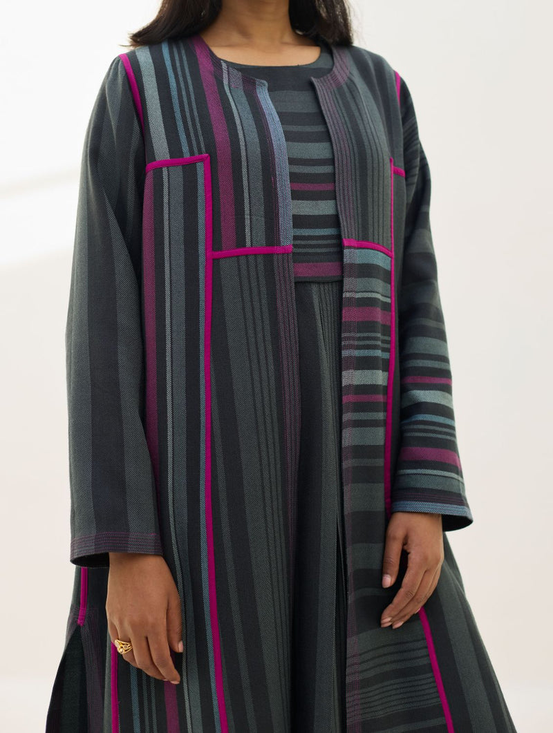 Thena Reversible Merino Wool Co-ord Set - Charcoal by Manan in charcoal color for women Worldwide