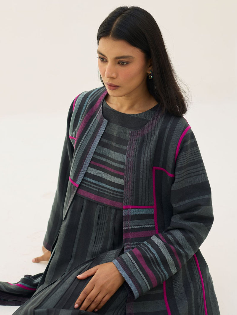 Thena Reversible Merino Wool Co-ord Set - Charcoal by Manan in charcoal color for women Worldwide