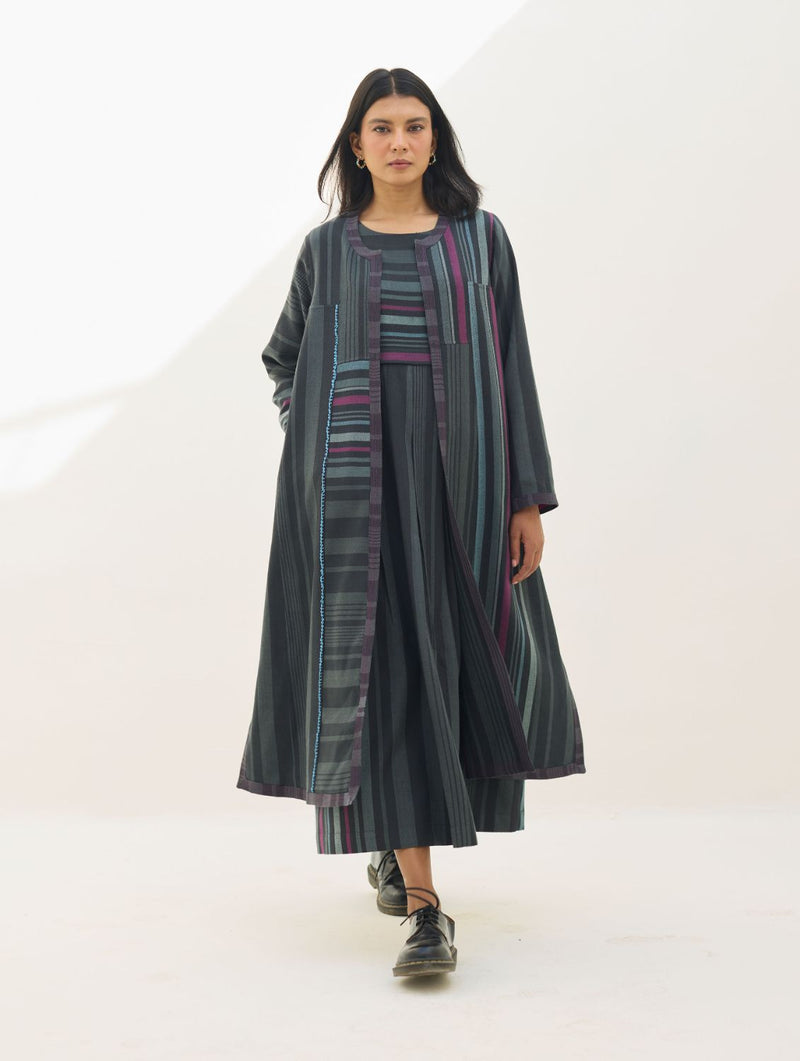 Thena Reversible Merino Wool Co-ord Set - Charcoal by Manan in charcoal color for women Worldwide