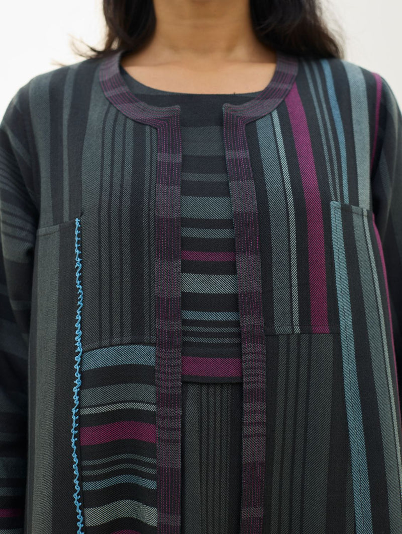 Thena Reversible Merino Wool Co-ord Set - Charcoal by Manan in charcoal color for women Worldwide