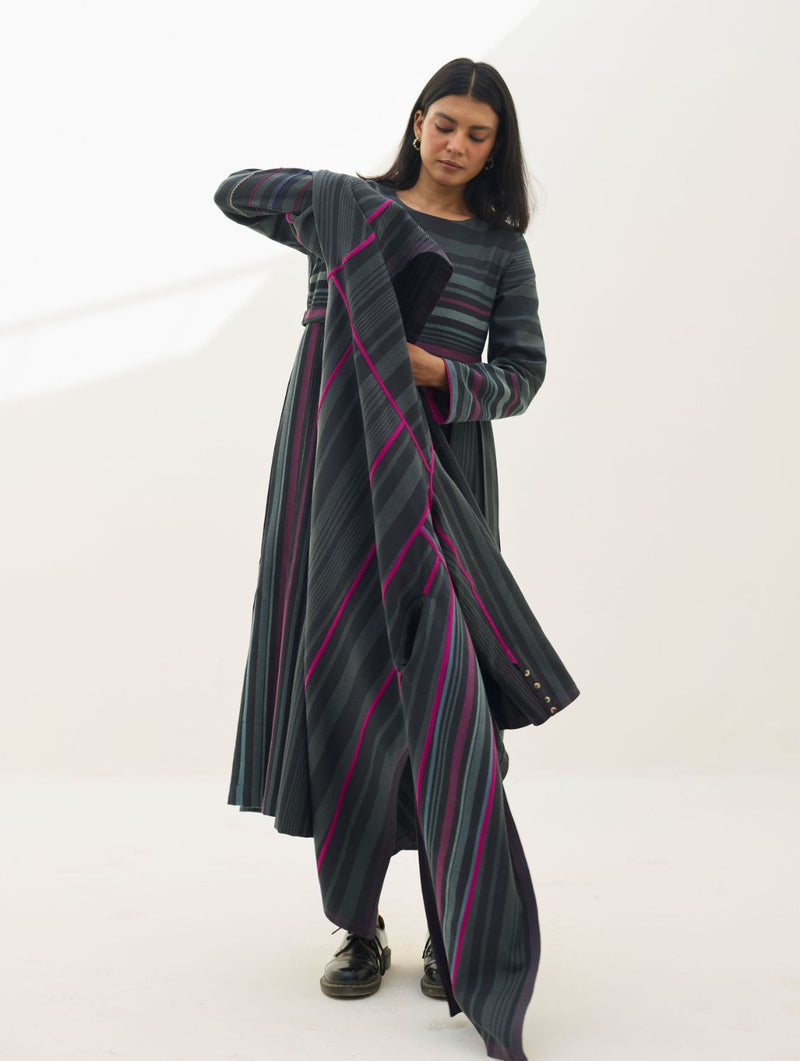 Thena Reversible Merino Wool Co-ord Set - Charcoal by Manan in charcoal color for women Worldwide