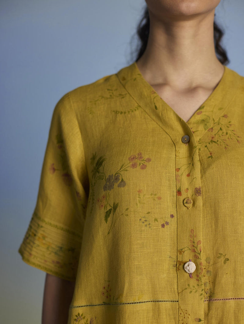 Inoya Linen Co-ord Set - Ochre linen by Manan for women Worldwide
