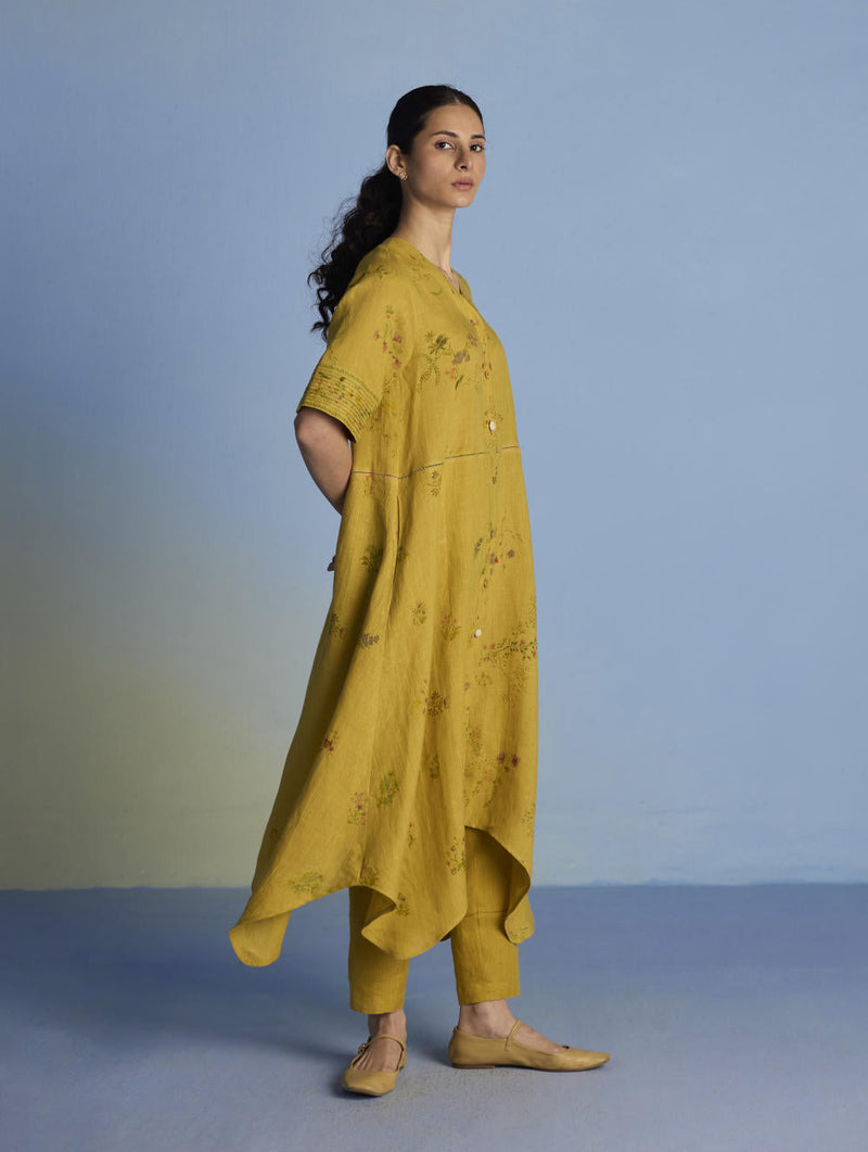 Inoya Linen Co-ord Set - Ochre linen by Manan for women Worldwide