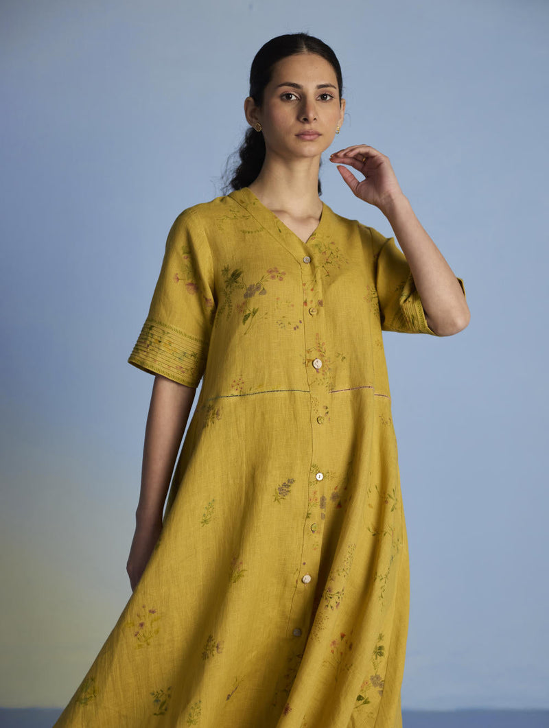 Inoya Linen Co-ord Set - Ochre linen by Manan for women Worldwide