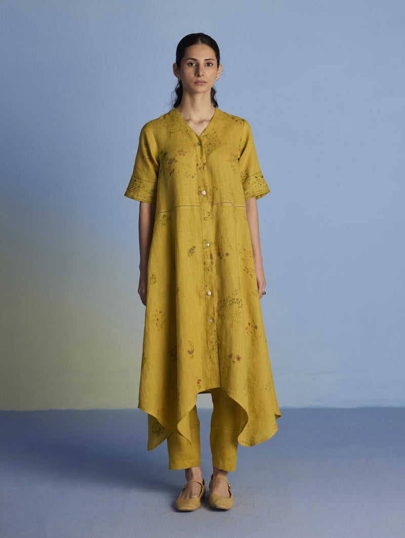 Inoya Linen Co-ord Set - Ochre linen by Manan for women Worldwide