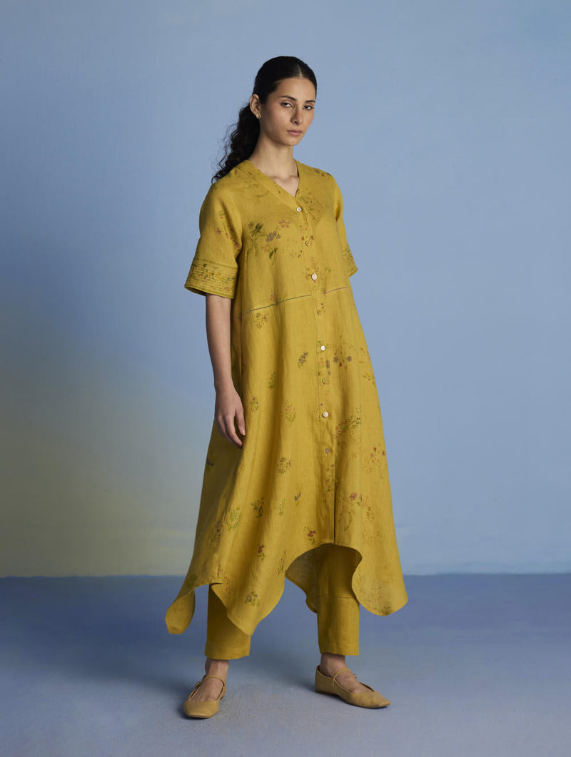 Inoya Linen Co-ord Set - Ochre linen by Manan for women Worldwide
