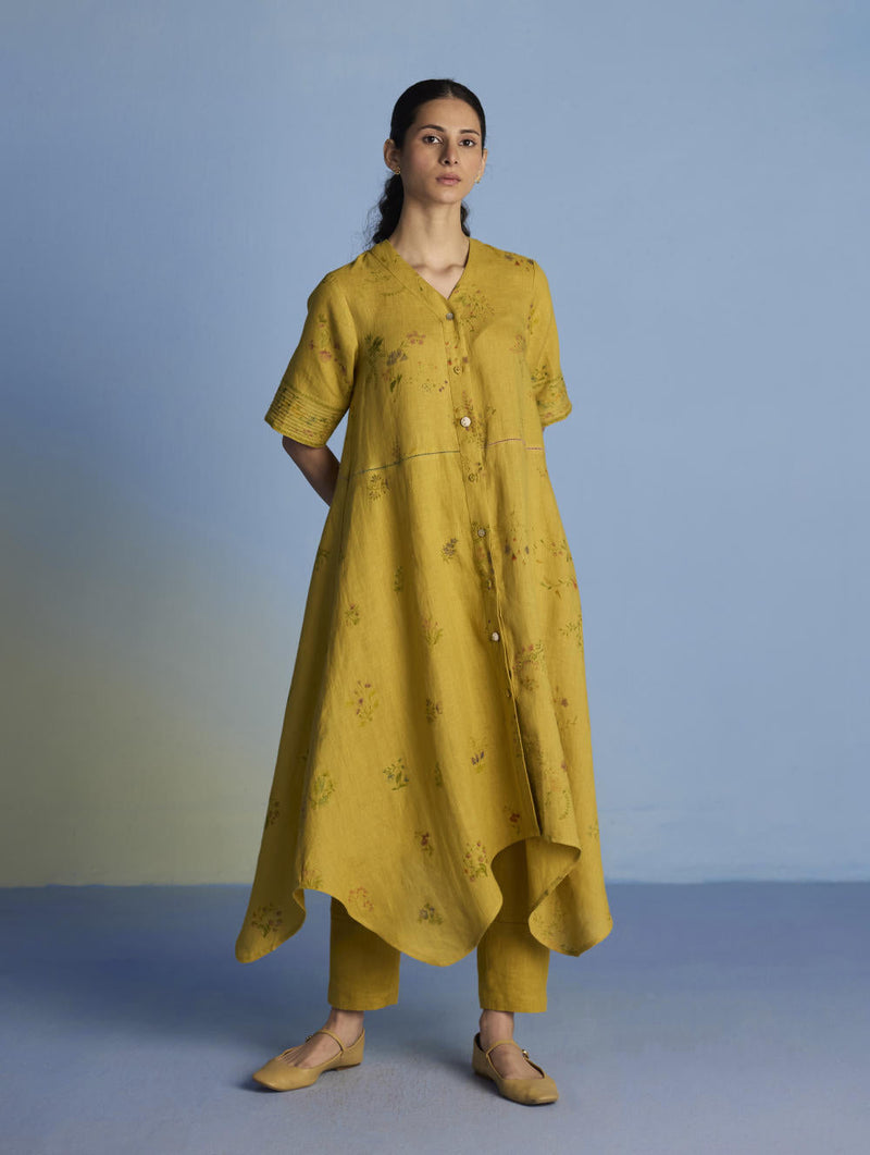 Inoya Linen Co-ord Set - Ochre linen by Manan for women Worldwide