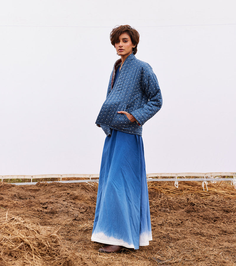 Cyan jacket cotton by Khara Kapas in blue for women Worldwide