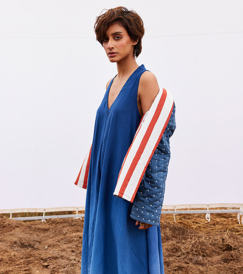 Cyan jacket cotton by Khara Kapas in blue for women Worldwide